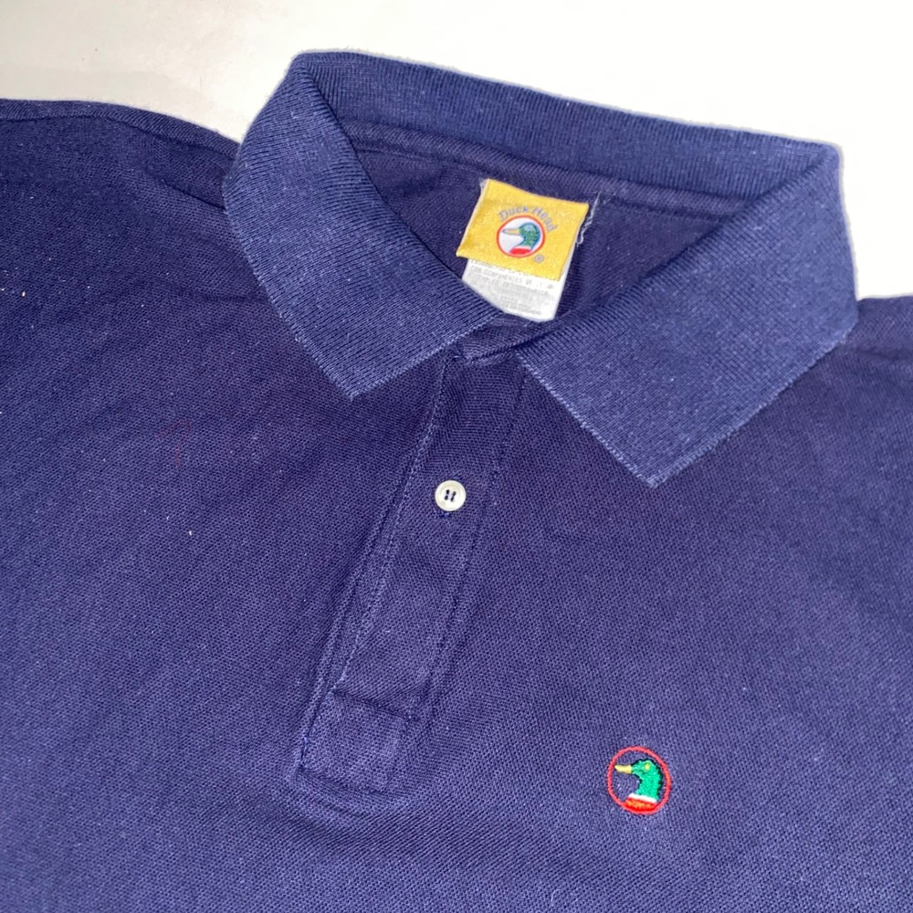 Duck Head Mens Navy Blue Short Sleeve Pique Polo Shirt Embroidered Logo Size M